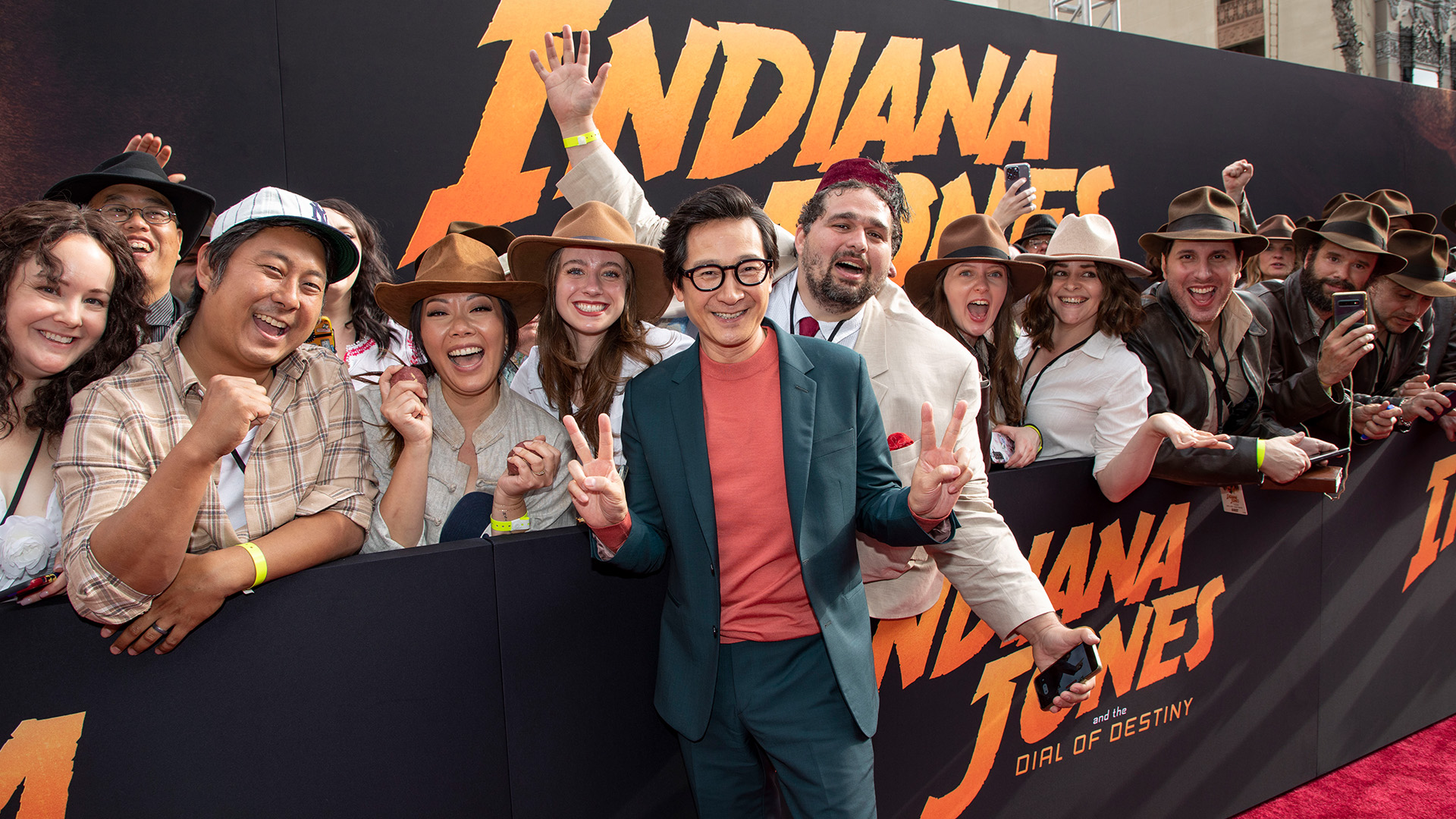 Ke Huy Quan with fans at the Indiana Jones premiere.
