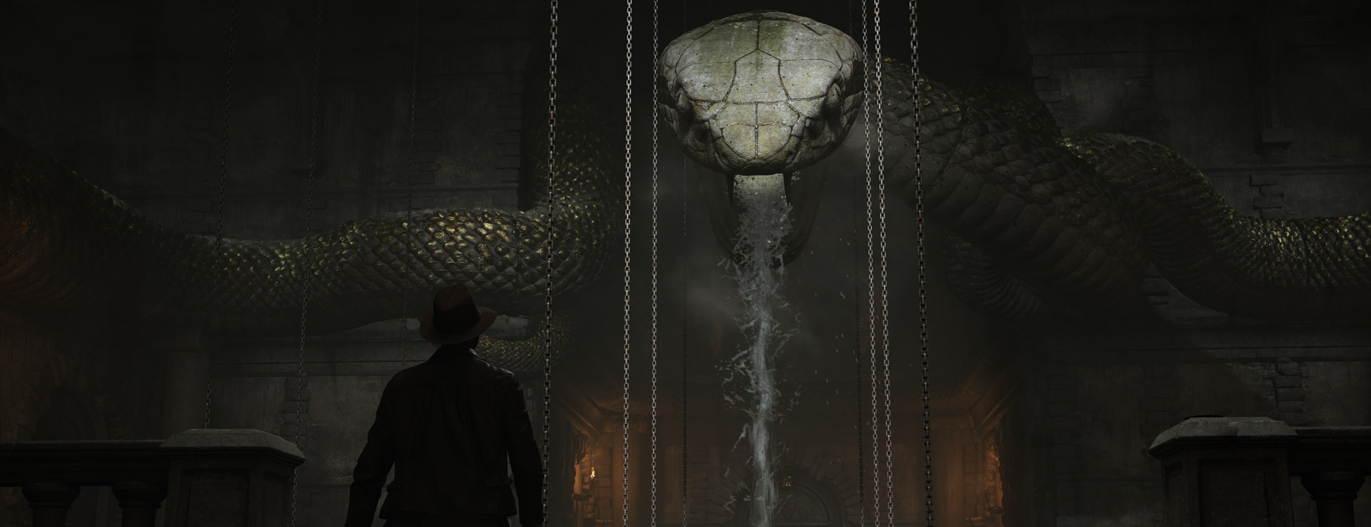 A snake puzzle room in Indiana Jones and the Great Circle: The Order of Giants.