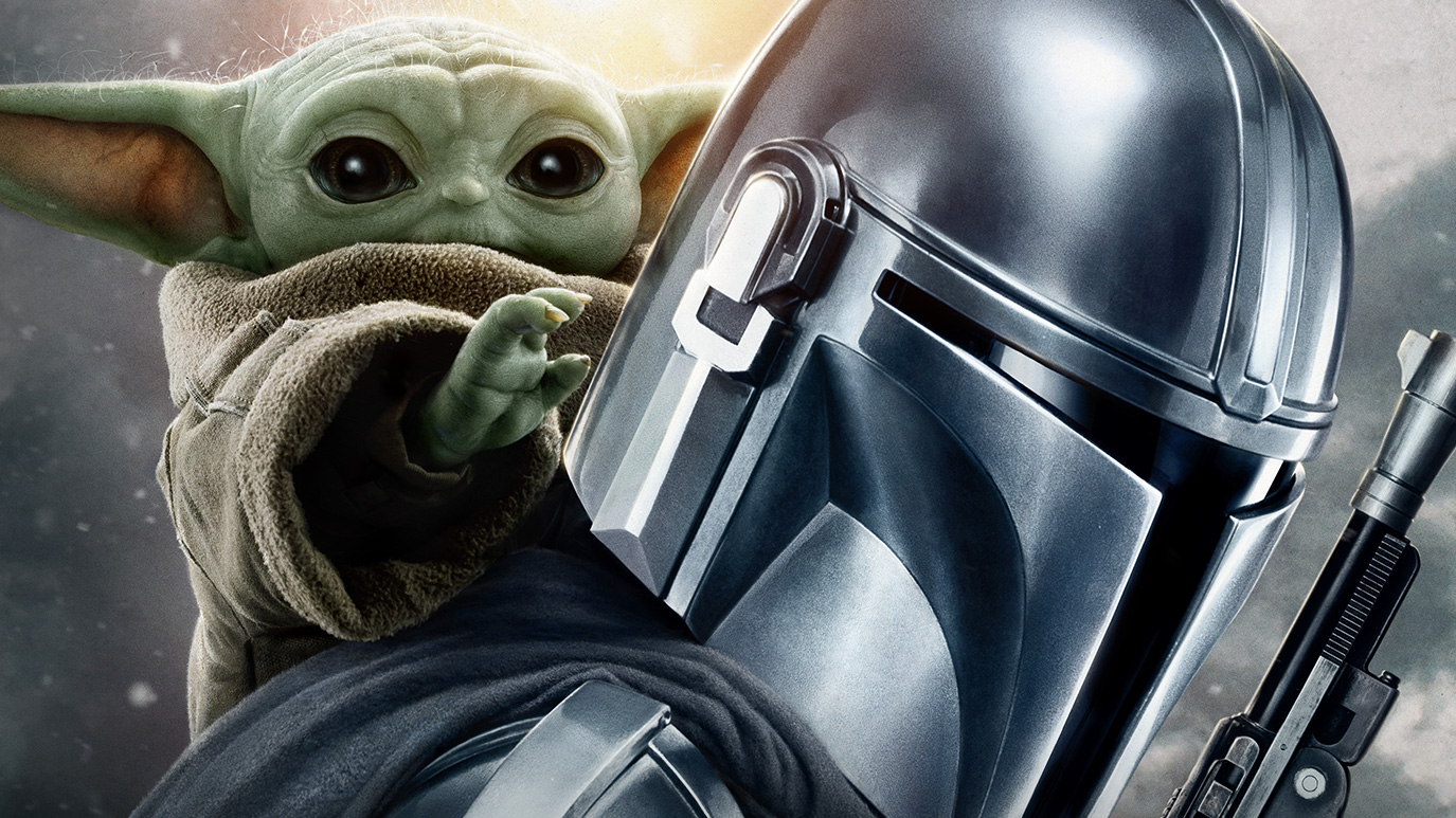 The Mandalorian and Grogu in Star Wars: The Mandalorian and Grogu.