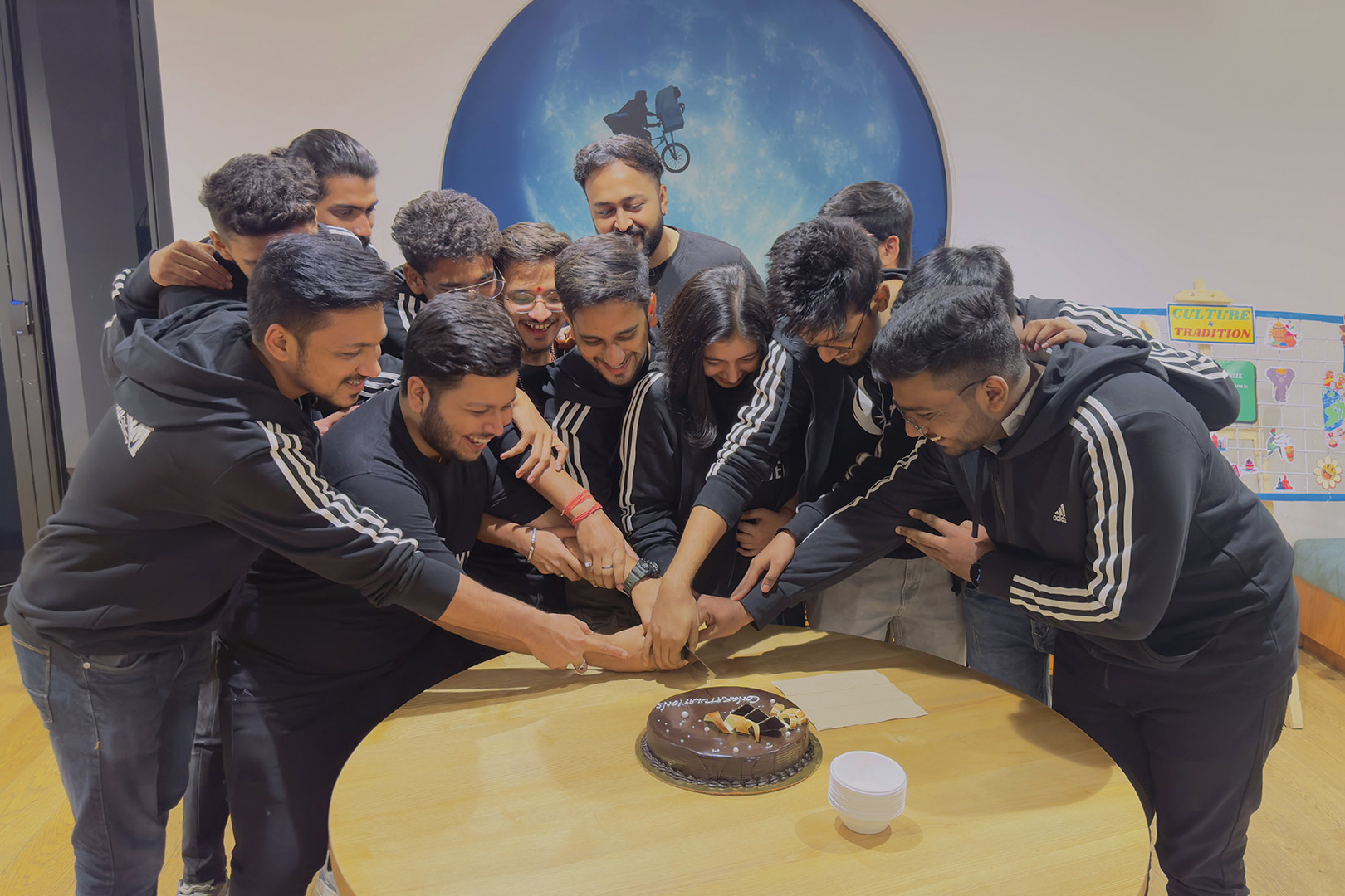 Lucasfilm employees during a birthday event.