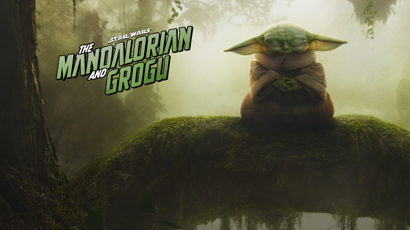Grogu in the Star Wars: The Mandalorian and Grogu key art poster.