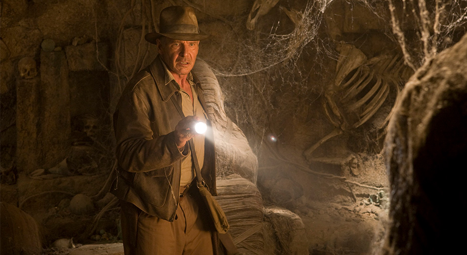 Indiana Jones inspects a tomb