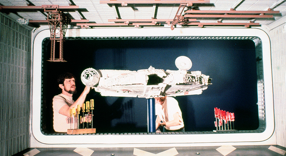 Richard Edlund with Millennium Falcon Model