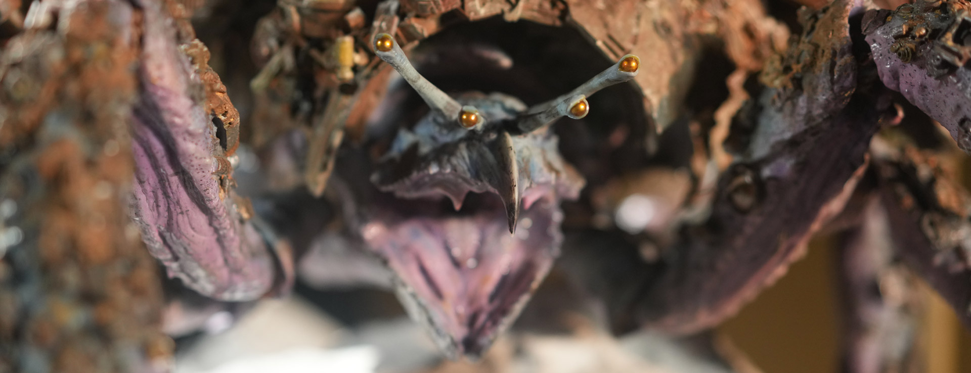 A close up of the Mama Crab model on display at Tippett Studio.